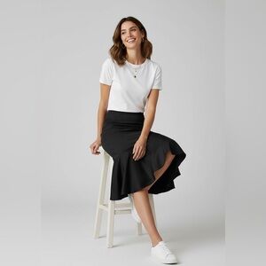 Jaclyn Smith casual midi black skirt M pleated design side zipper lining